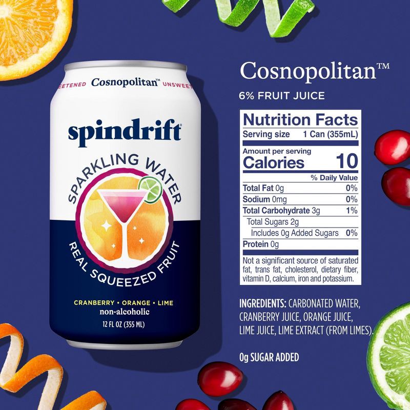 slide 2 of 6, Spindrift Cosnopolitan Sparkling Water - 8pk/12 fl oz Cans, 8 ct; 12 fl oz