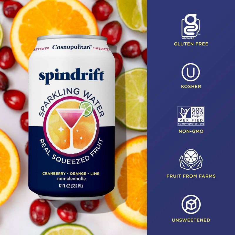 slide 3 of 6, Spindrift Cosnopolitan Sparkling Water - 8pk/12 fl oz Cans, 8 ct; 12 fl oz