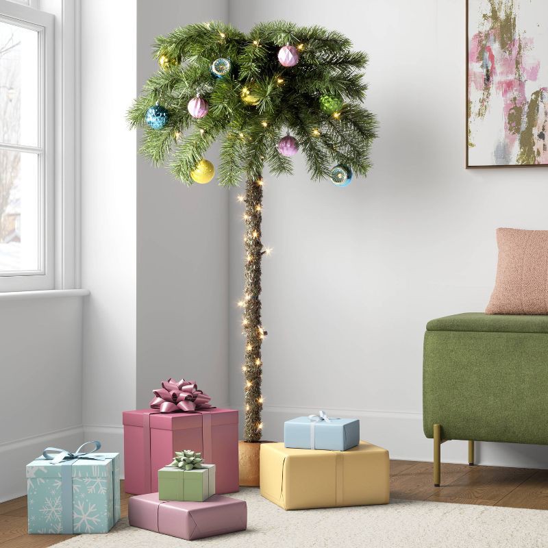 slide 2 of 5, 4' Pre-Lit Palm Artificial Christmas Tree with Clear Lights - Wondershop™, 1 ct