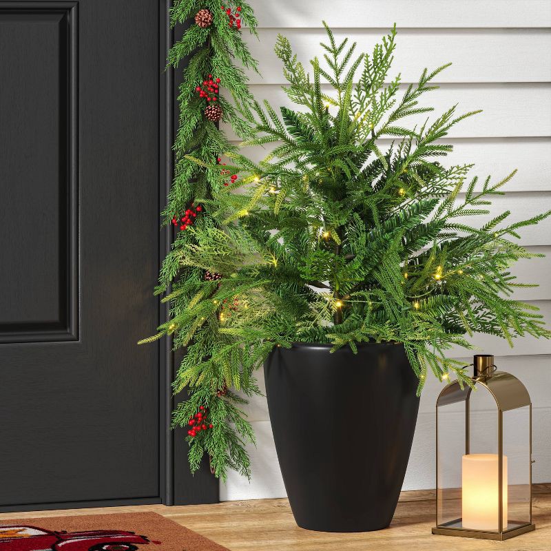 slide 2 of 5, 24" Pre-Lit Christmas Norfolk Cedar Artificial Greenery with Ground Stake - Wondershop™, 1 ct