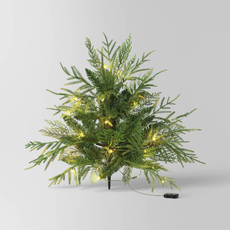 slide 1 of 5, 24" Pre-Lit Christmas Norfolk Cedar Artificial Greenery with Ground Stake - Wondershop™, 1 ct