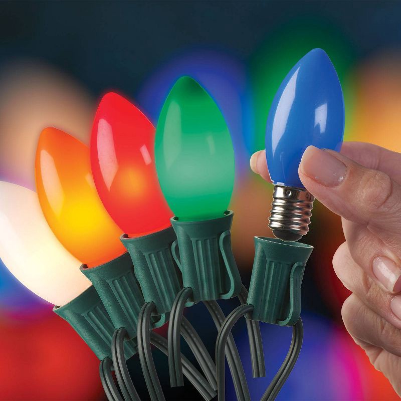 slide 2 of 3, 20ct LED Sylvania Stay-lit Incandescent Look Indoor/Outdoor C9 String Lights Multi-Colored with Green Wire, 20 ct