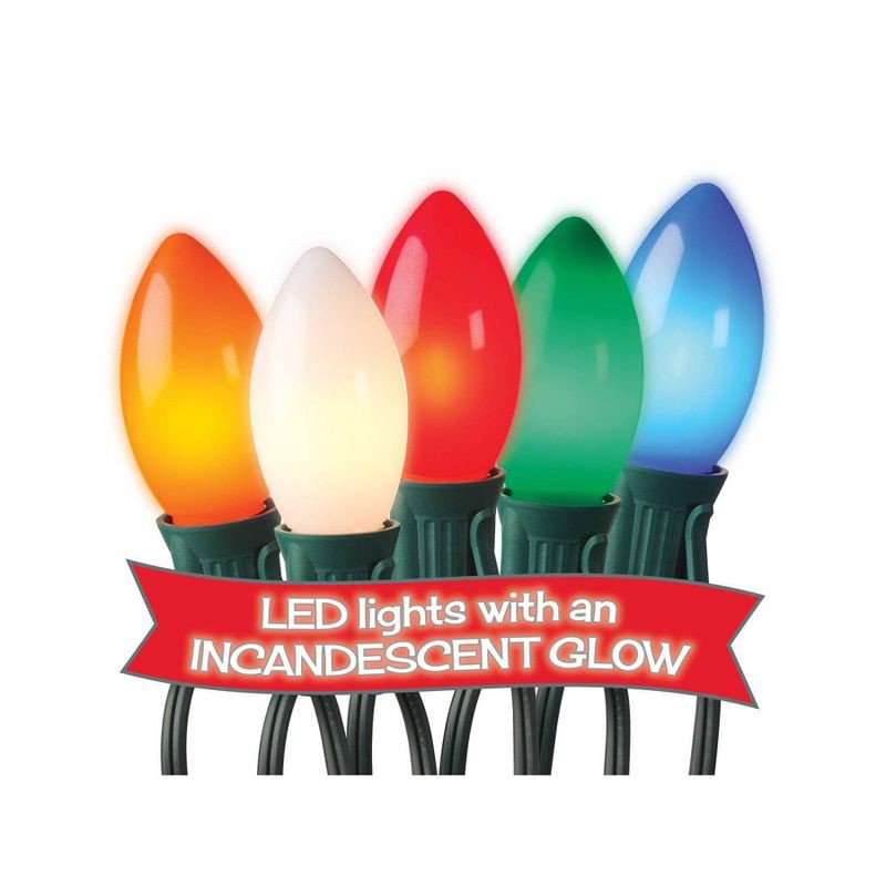 slide 3 of 3, 20ct LED Sylvania Stay-lit Incandescent Look Indoor/Outdoor C9 String Lights Multi-Colored with Green Wire, 20 ct