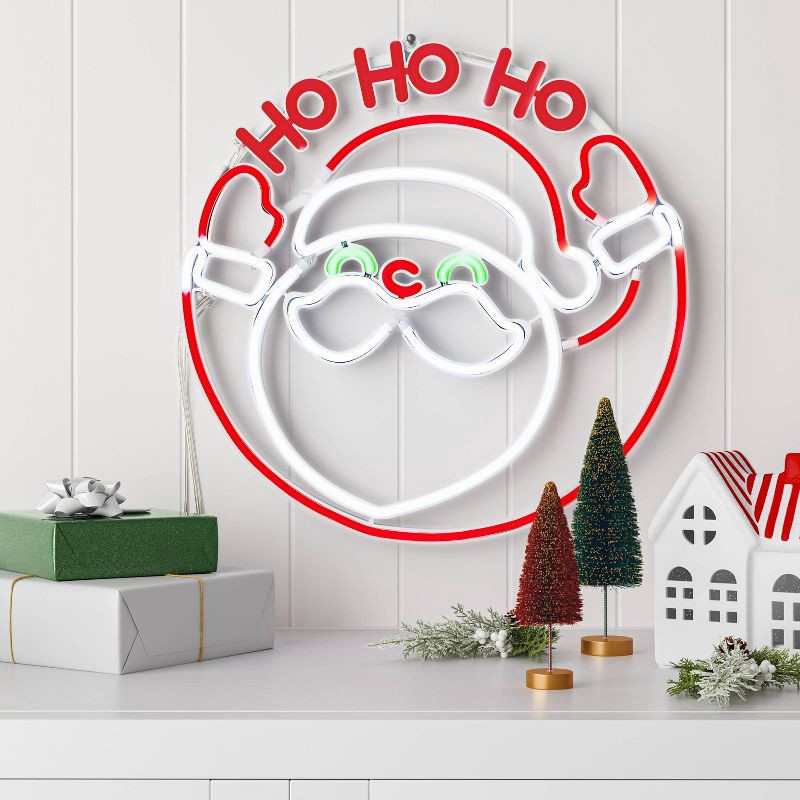 slide 2 of 4, LED Animated Christmas Neon Santa Hangable Sign White/Red/Green - Wondershop™, 1 ct