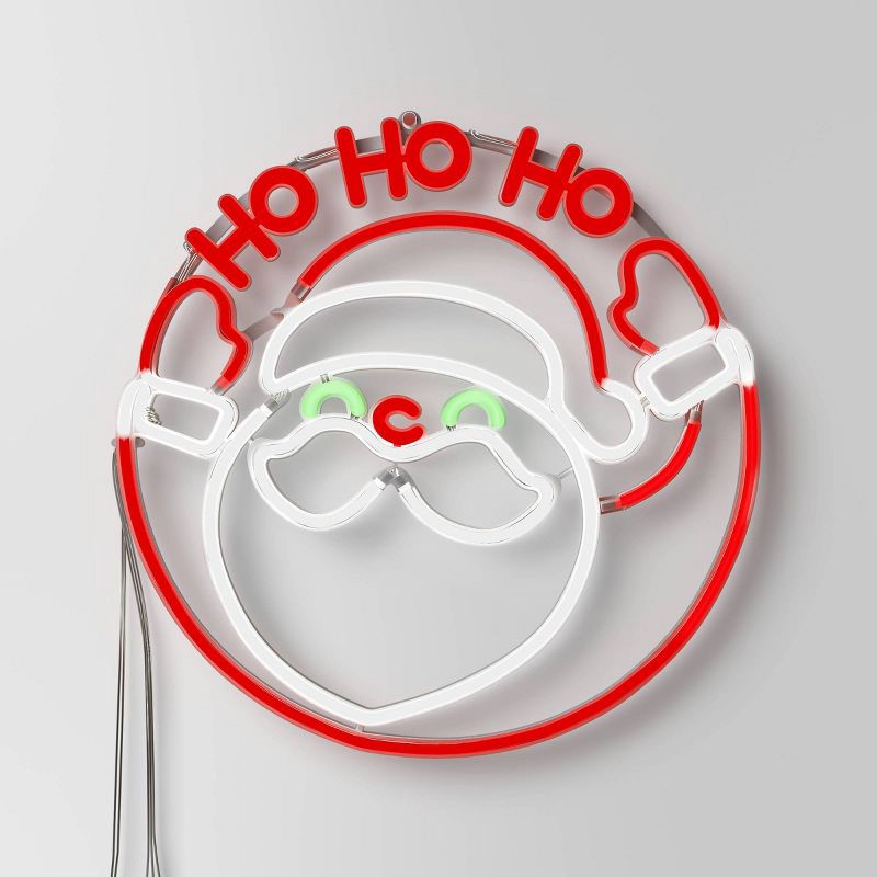 slide 1 of 4, LED Animated Christmas Neon Santa Hangable Sign White/Red/Green - Wondershop™, 1 ct