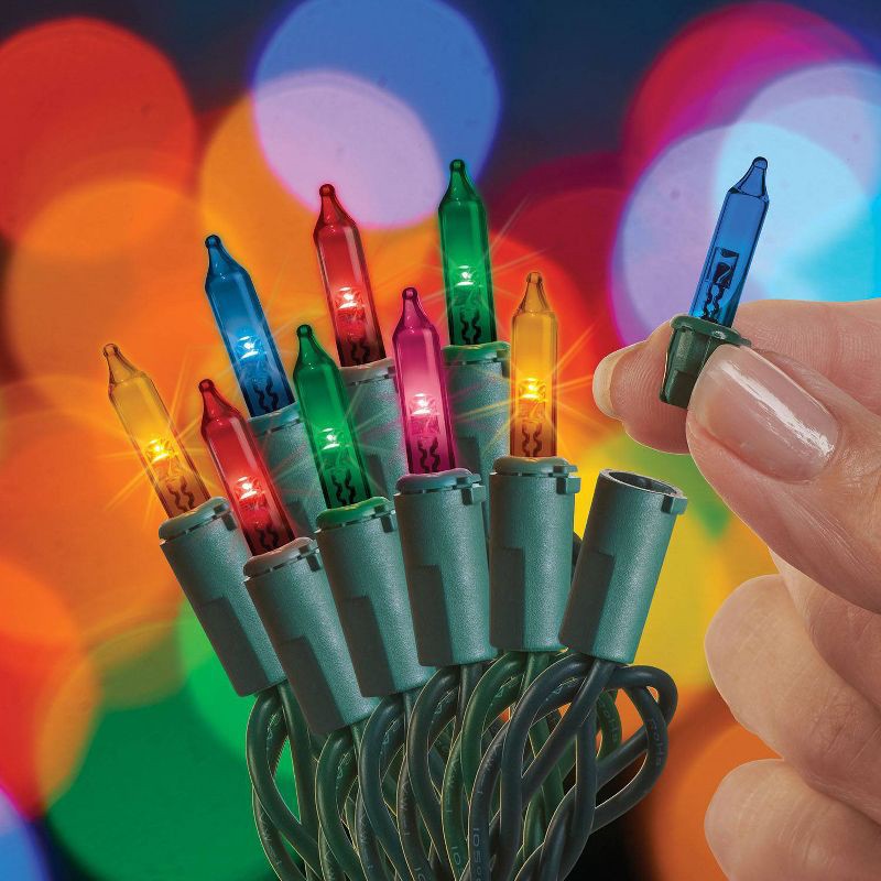 slide 2 of 3, 300ct LED Sylvania Stay-lit Multi Incandescent Look Miniature String Light Multicolored with Green Wire, 300 ct