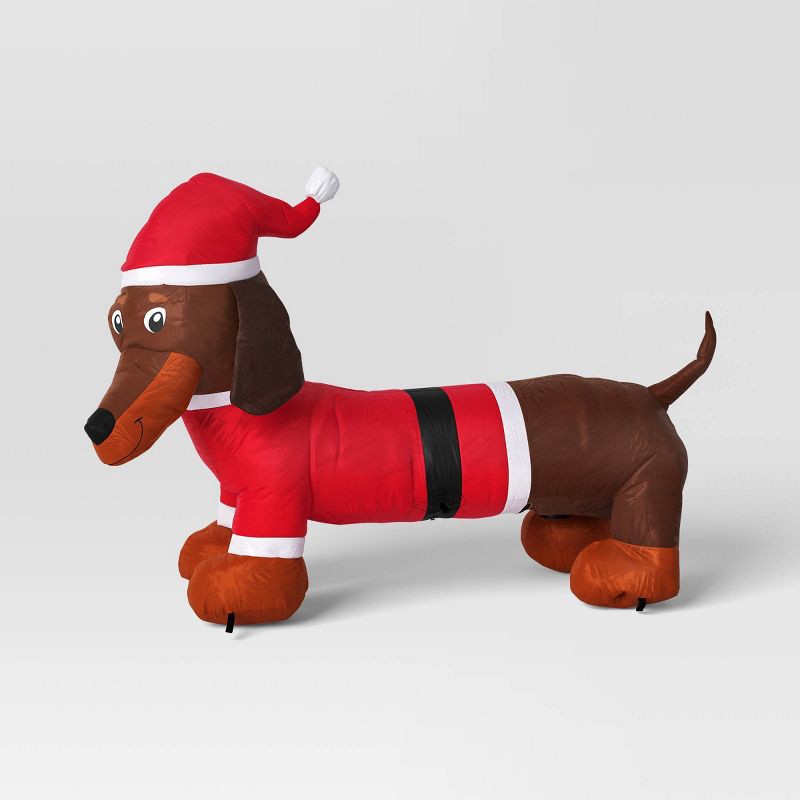 slide 3 of 4, 3.5' Christmas Indoor/Outdoor Lighted Inflatable Dachshund in Santa Suit - Wondershop™, 1 ct