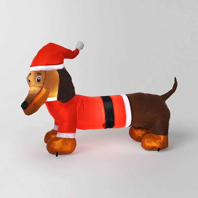 slide 1 of 4, 3.5' Christmas Indoor/Outdoor Lighted Inflatable Dachshund in Santa Suit - Wondershop™, 1 ct