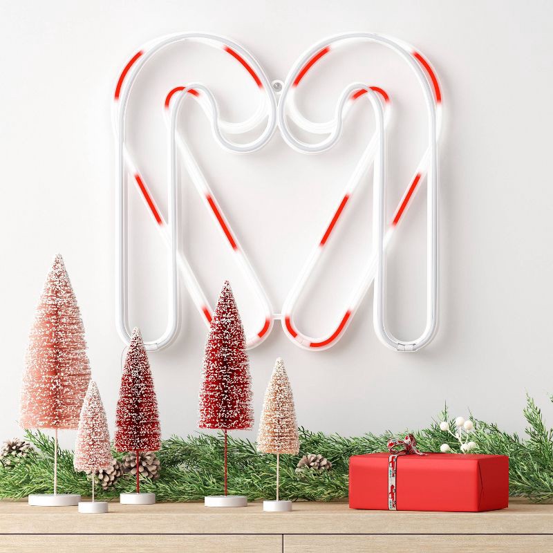 slide 2 of 4, LED Animated Christmas Neon Candy Canes Forming Heart Hangable Sign White/Red - Wondershop™, 1 ct