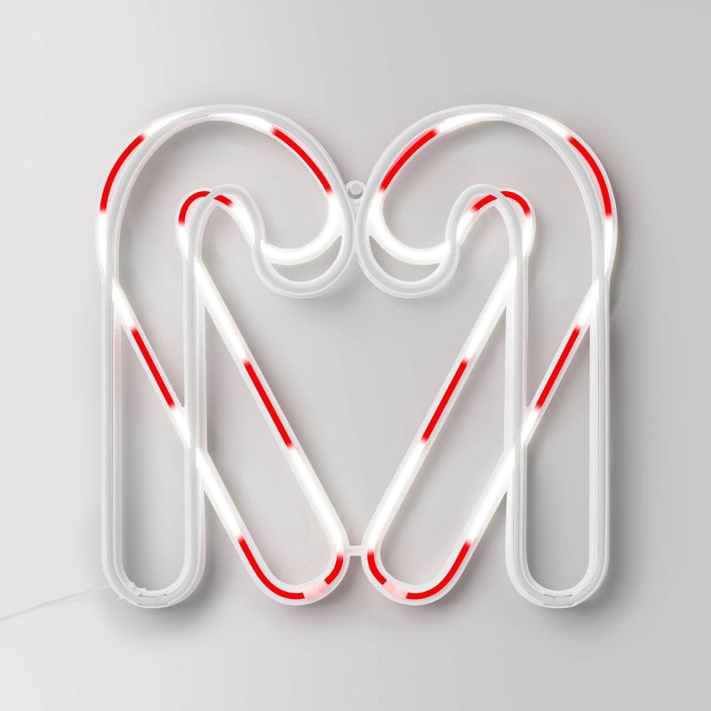 slide 3 of 4, LED Animated Christmas Neon Candy Canes Forming Heart Hangable Sign White/Red - Wondershop™, 1 ct