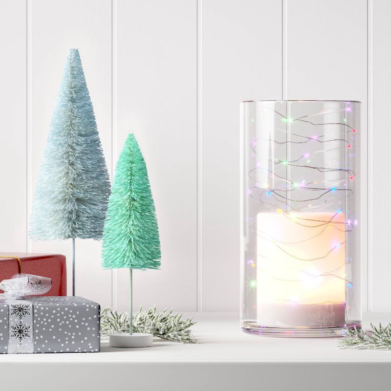 slide 2 of 4, 30ct LED Battery Operated Christmas Dewdrop Fairy String Lights Multi-Colored with Silver Wire - Steady/Twinkle - Wondershop™, 30 ct