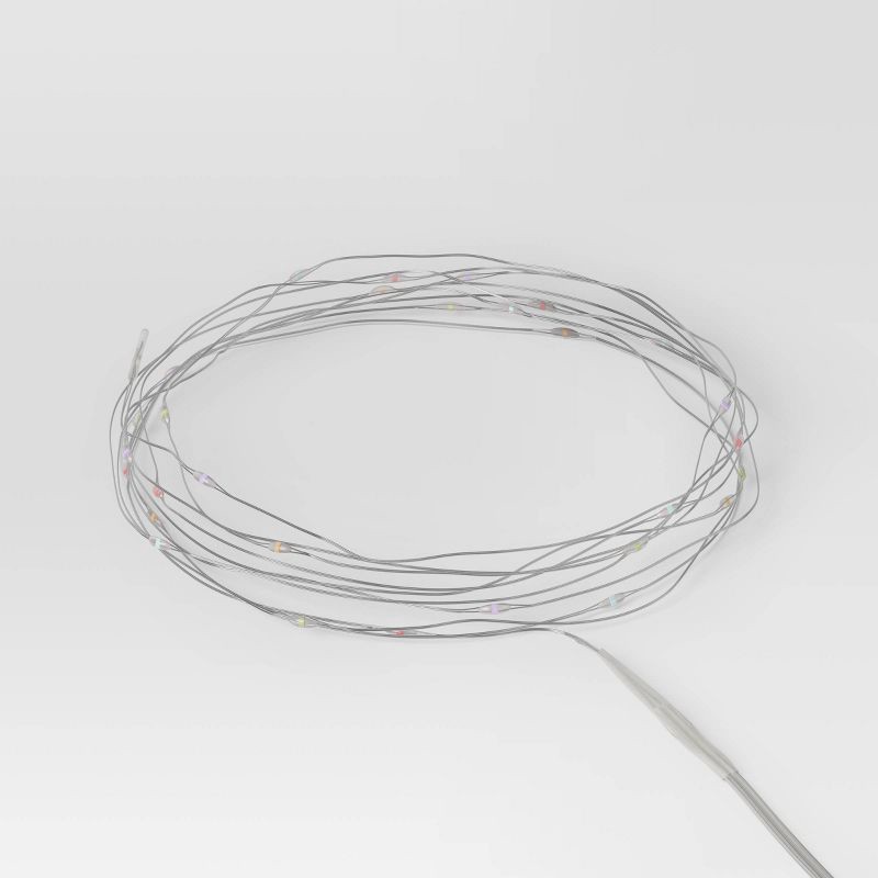 slide 3 of 4, 30ct LED Battery Operated Christmas Dewdrop Fairy String Lights Multi-Colored with Silver Wire - Steady/Twinkle - Wondershop™, 30 ct