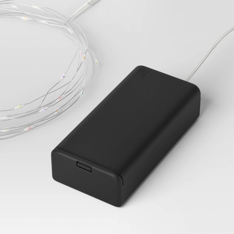 slide 4 of 4, 30ct LED Battery Operated Christmas Dewdrop Fairy String Lights Multi-Colored with Silver Wire - Steady/Twinkle - Wondershop™, 30 ct