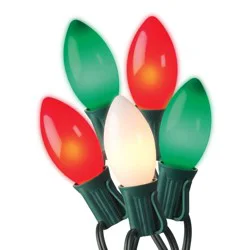 20ct LED Sylvania Stay-lit Incandescent Look Indoor/Outdoor C9 String Lights Red/White/Green with Green Wire