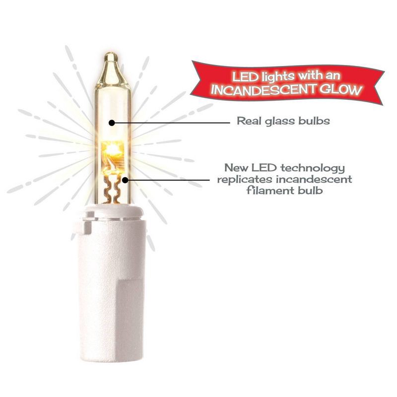 slide 3 of 3, 100ct LED Sylvania Stay-lit Incandescent Look Indoor/Outdoor Miniature String Lights Warm White with White Wire, 100 ct