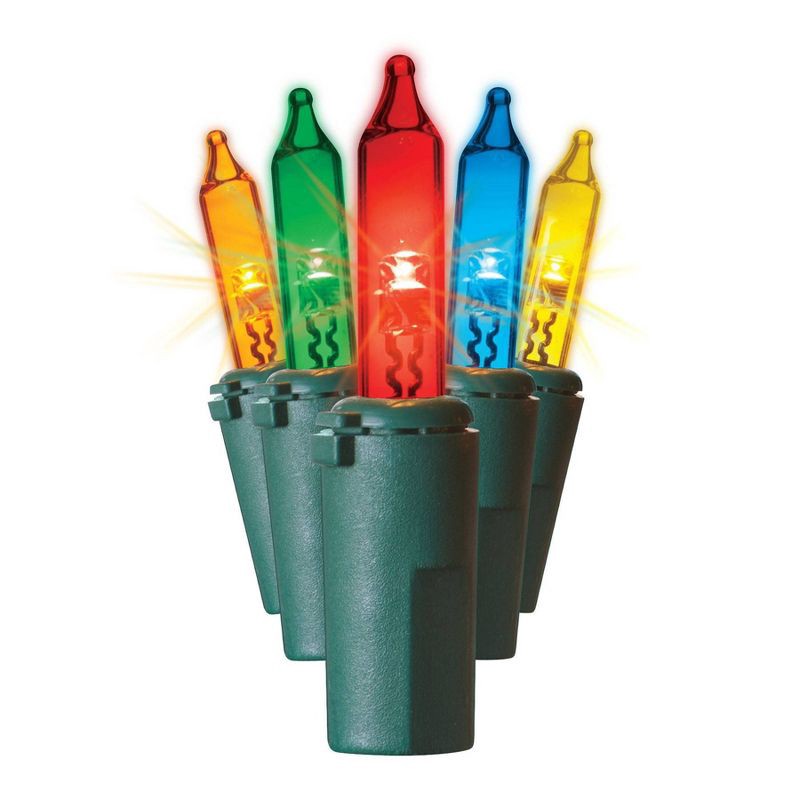 slide 1 of 3, 100ct LED Sylvania Stay-lit Incandescent Look Indoor/Outdoor Miniature String Lights Multi-Colored with Green Wire, 100 ct