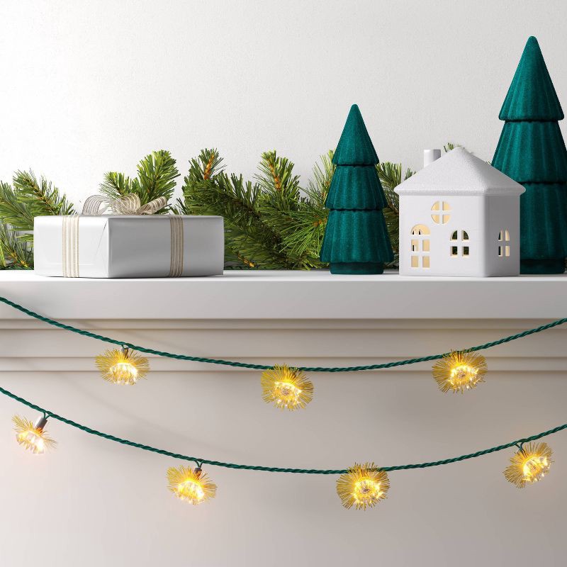slide 2 of 4, 20ct Christmas Tinsel Lights Gold with Warm White Lights with Green Wire - Wondershop™, 20 ct