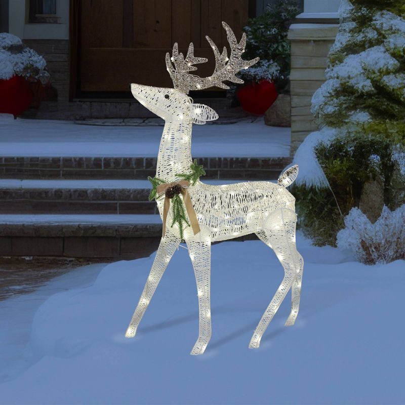 slide 2 of 4, 48" Philips LED White and Champagne Glitter String Buck Novelty Indoor/Outdoor Sculpture Twinkling Pure White Lights, 1 ct