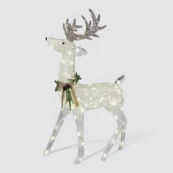 48" Philips LED White and Champagne Glitter String Buck Novelty Indoor/Outdoor Sculpture Twinkling Pure White Lights