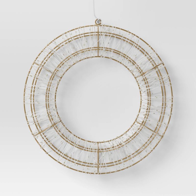 slide 3 of 4, 900ct LED High Density Champagne Metal Christmas Hanging Wreath Twinkling Dewdrop Lights Warm White - Wondershop™, 900 ct