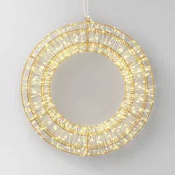 900ct LED High Density Champagne Metal Christmas Hanging Wreath Twinkling Dewdrop Lights Warm White - Wondershop™