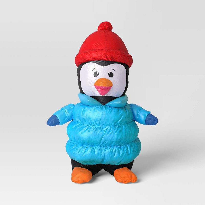 slide 3 of 3, 3'x4' Christmas Indoor/Outdoor Lighted Inflatable Penguin in Puffer Jacket - Wondershop™, 1 ct