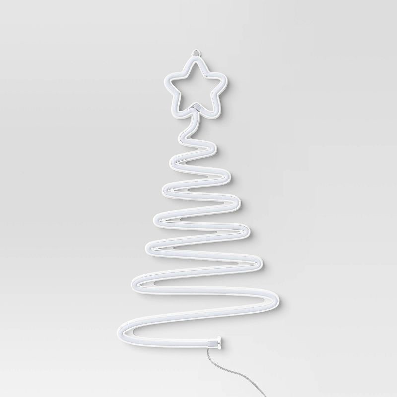 slide 3 of 4, LED Animated Neon Christmas Tree Hangable Sign Yellow/Green - Wondershop™, 1 ct