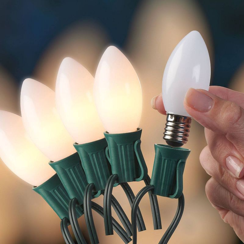 slide 2 of 3, 20ct LED Sylvania Stay-lit Incandescent Look Indoor/Outdoor C9 String Lights White with Green Wire, 20 ct