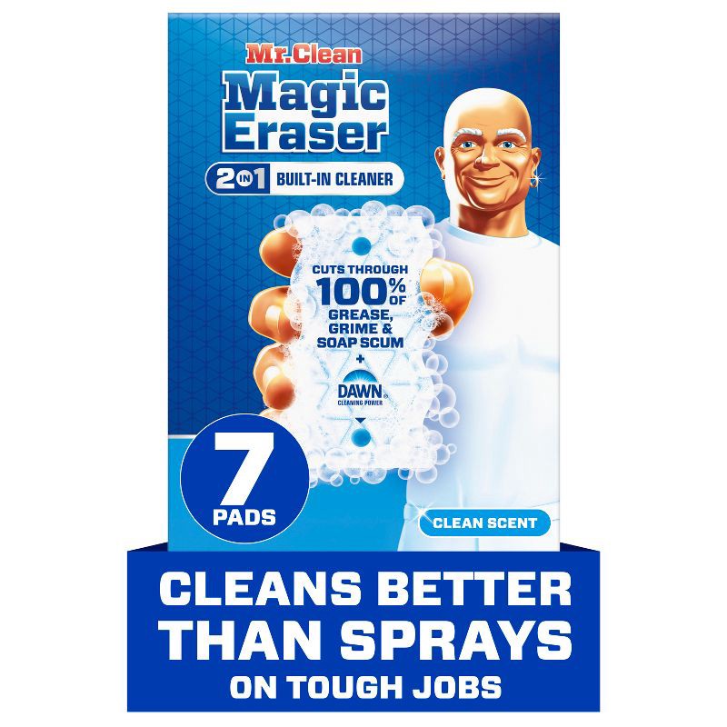 slide 14 of 14, Mr. Clean Magic Eraser 2-in-1 Built-In Cleaner - 7ct, 7 ct
