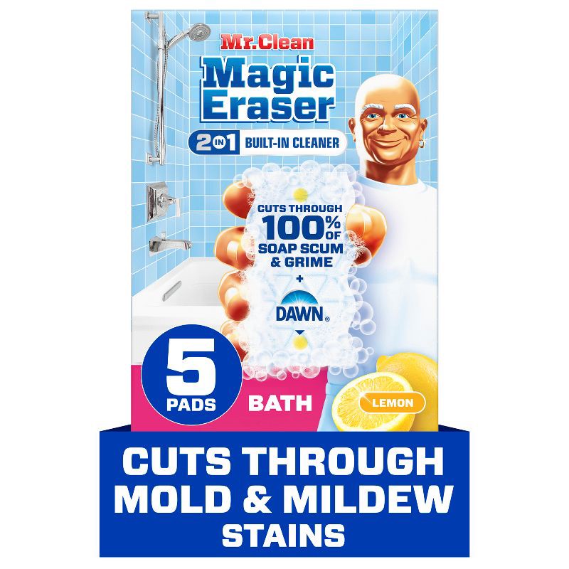 slide 13 of 13, Mr. Clean Lemon Magic Eraser 2-in-1 Built-In Cleaner Bath - 5ct, 5 ct