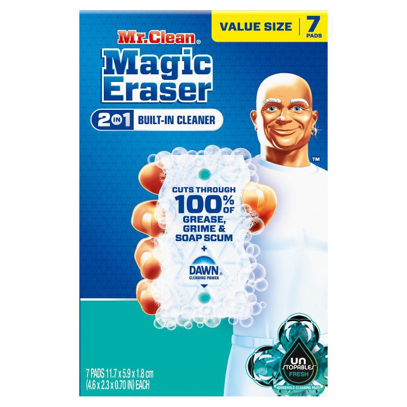 slide 1 of 12, Mr. Clean Fresh Magic Eraser 2-in-1 Built-In Cleaner Unstopables - 7ct, 7 ct