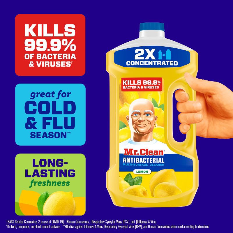 slide 2 of 9, Mr. Clean Lemon Liquid Antibacterial Multi-Surface Cleaner - 64 fl oz, 64 fl oz