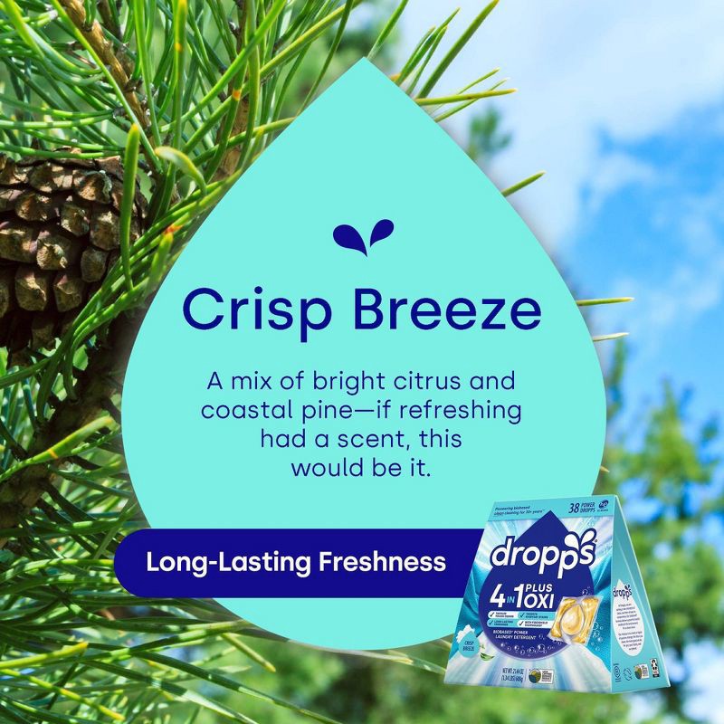 slide 8 of 11, Dropps Crisp Breeze 4-in-1 Plus Oxi Power Biobased HE Deep Cleaning Concentrated Laundry Detergent Pods 38 Pacs - 21.44oz, 21.44 oz