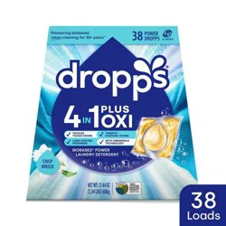 Dropps Crisp Breeze 4-in-1 Plus Oxi Power Biobased HE Deep Cleaning Concentrated Laundry Detergent Pods 38 Pacs - 21.44oz