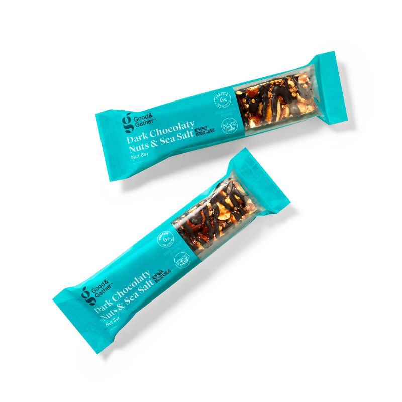 slide 3 of 5, Dark Chocolaty Nuts & Sea Salt with Other Natural Flavors Nut Bars - 6g Protein - 8.4oz/6ct - Good & Gather™, 6 gram, 8.4 oz, 6 ct