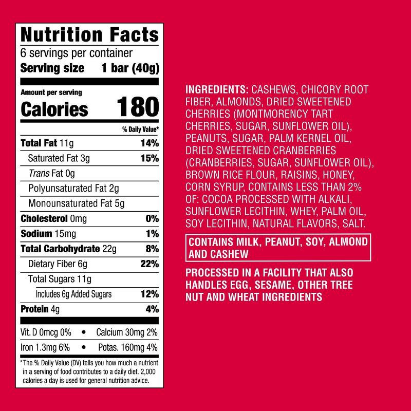 slide 5 of 5, Dark Chocolaty Cherry Cashew with Other Natural Flavors Nut Bars - 8.4oz/6ct - Good & Gather™, 6 ct; 8.4 oz