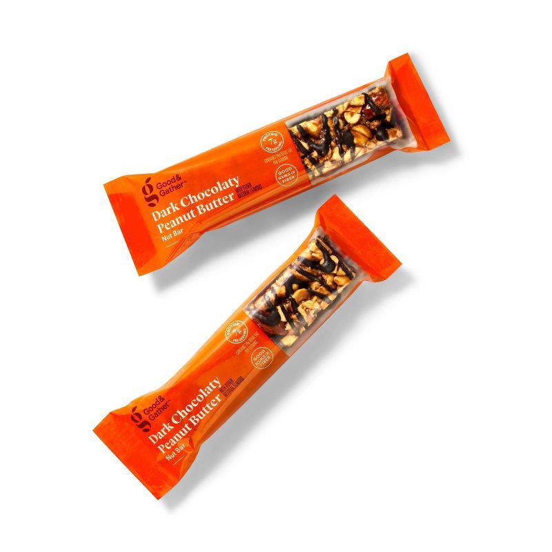 slide 3 of 5, Dark Chocolaty Peanut Butter with Other Natural Flavors Nut Bars - 7g Protein - 8.4oz/6ct - Good & Gather™, 7 gram, 8.4 oz, 6 ct