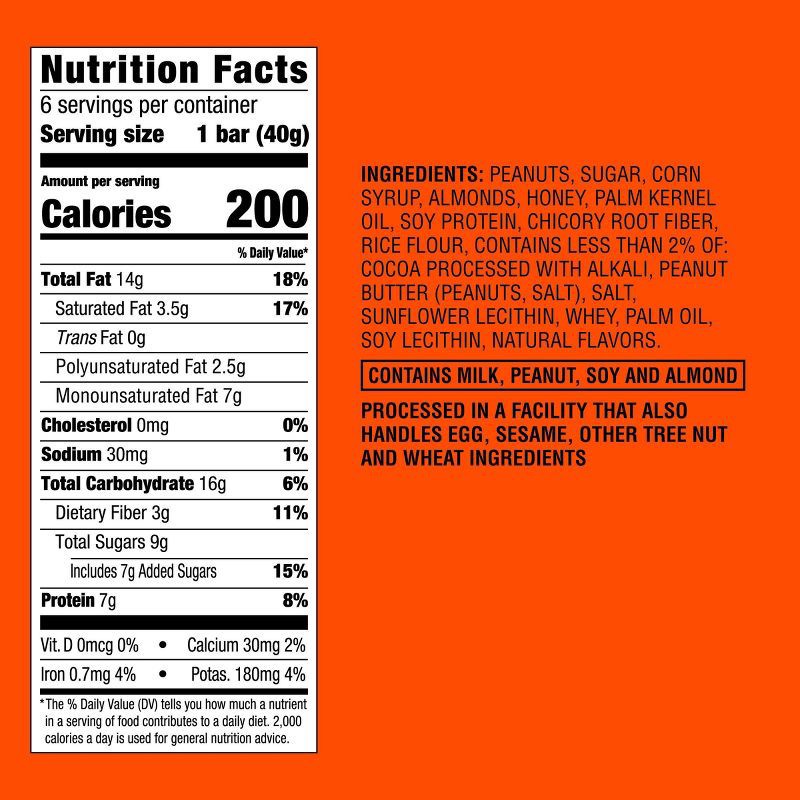 slide 5 of 5, Dark Chocolaty Peanut Butter with Other Natural Flavors Nut Bars - 7g Protein - 8.4oz/6ct - Good & Gather™, 7 gram, 8.4 oz, 6 ct