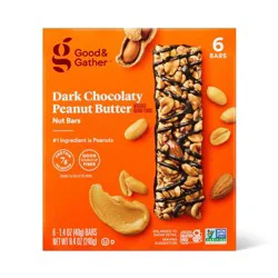 Dark Chocolaty Peanut Butter with Other Natural Flavors Nut Bars - 7g Protein - 8.4oz/6ct - Good & Gather™