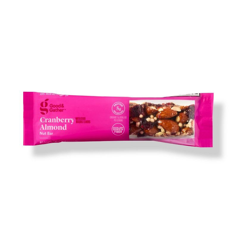 slide 3 of 5, Cranberry Almond with Other Natural Flavors Nut Bars - 5g Protein - 8.4oz/6ct - Good & Gather™, 5 gram, 8.4 oz, 6 ct