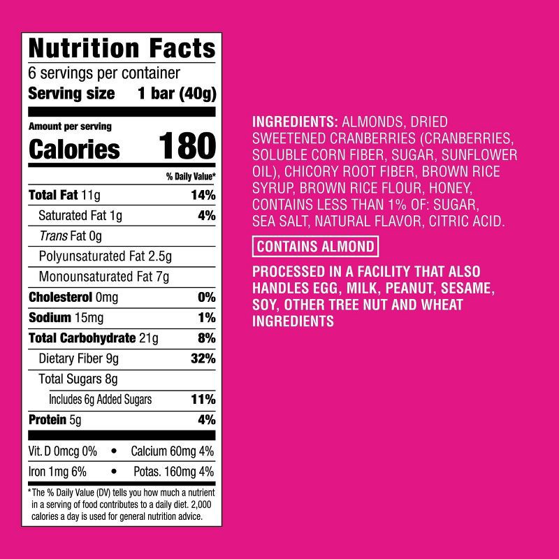 slide 5 of 5, Cranberry Almond with Other Natural Flavors Nut Bars - 5g Protein - 8.4oz/6ct - Good & Gather™, 5 gram, 8.4 oz, 6 ct