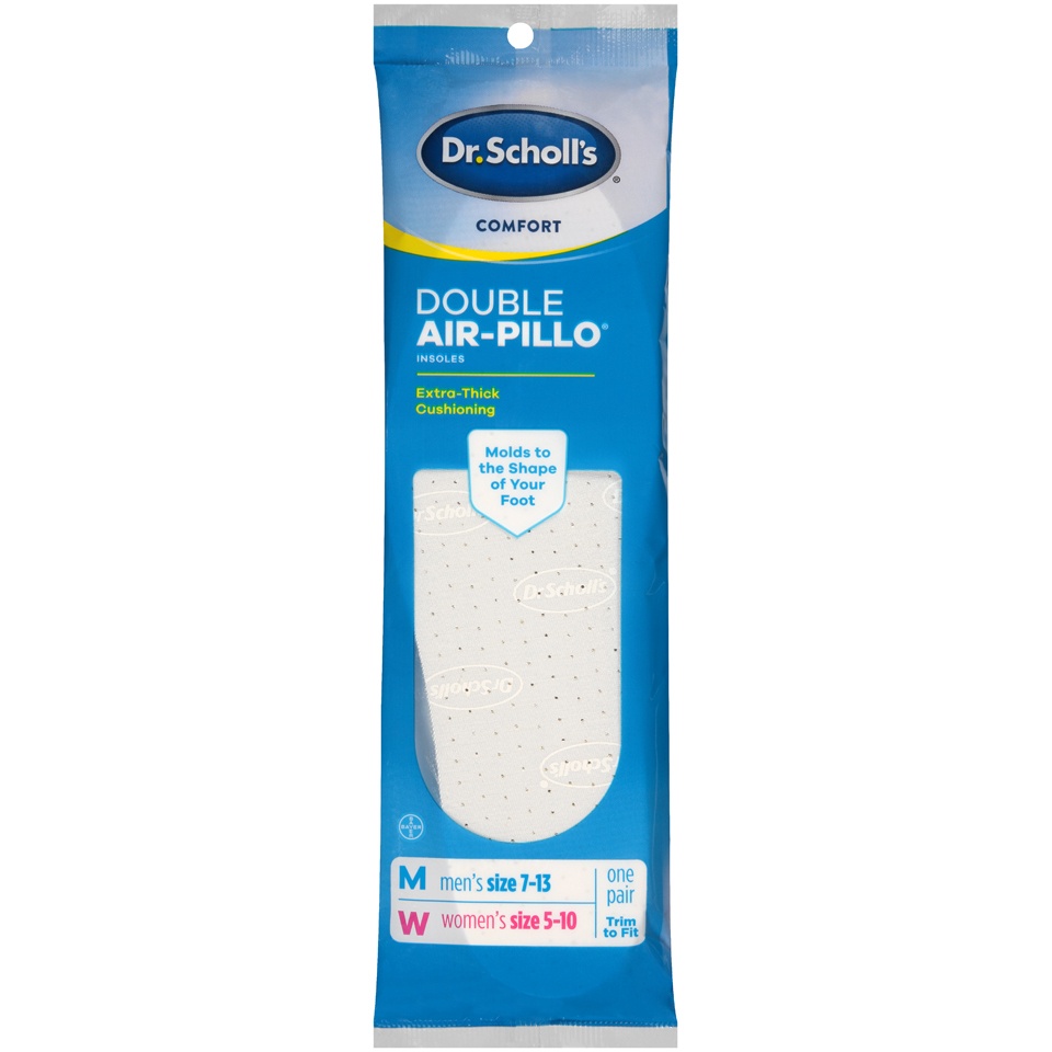 slide 1 of 1, Dr. Scholl's Comfort Double Air-pillo Insoles, 1 Pair, Men Size 7-13, 1 pair