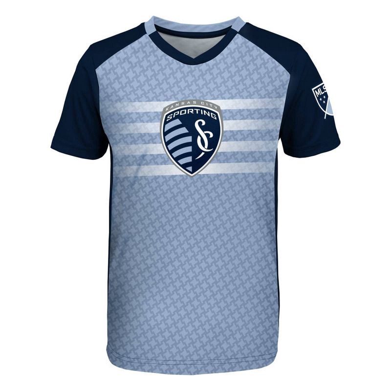slide 2 of 3, MLS Sporting Kansas City Boys' Sublimated Poly Jersey - S: Team Logo Pullover, 1 ct