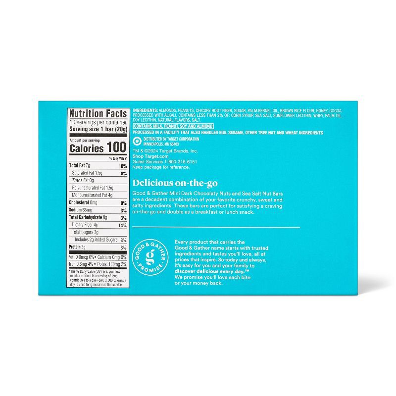 slide 2 of 5, Mini Dark Chocolaty Nuts and Sea Salt with Other Natural Flavors Nut Bars - 7oz/10ct - Good & Gather™, 10 ct; 7 oz