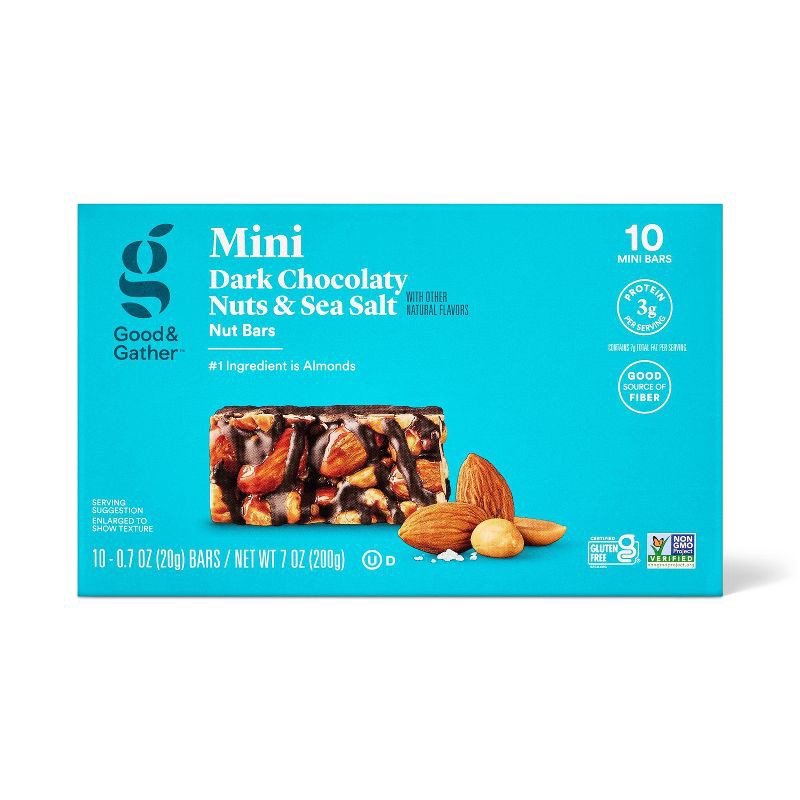 slide 1 of 5, Mini Dark Chocolaty Nuts and Sea Salt with Other Natural Flavors Nut Bars - 7oz/10ct - Good & Gather™, 10 ct; 7 oz