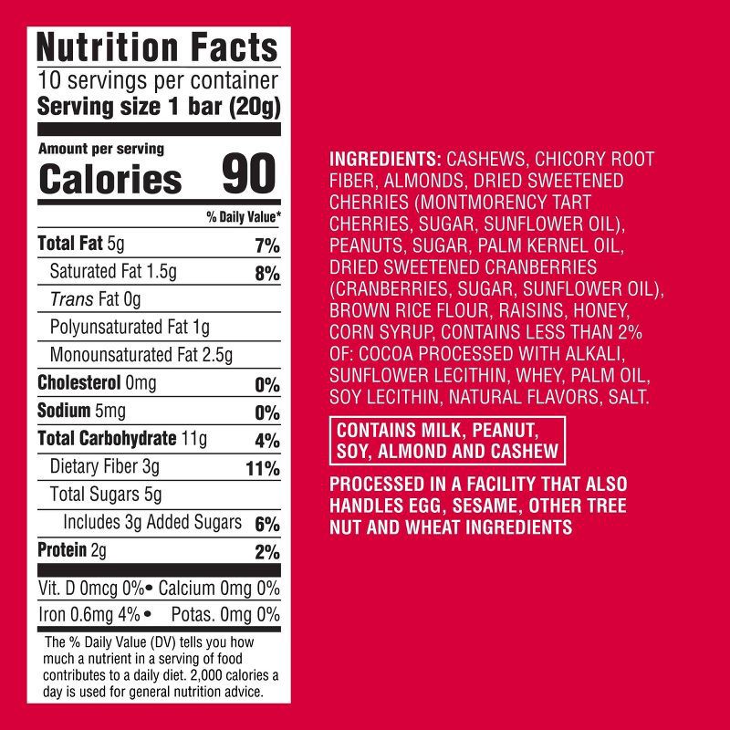 slide 5 of 5, Mini Dark Chocolaty Cherry Cashew with Other Natural Flavors Nut Bars - 7oz/10ct - Good & Gather™, 10 ct; 7 oz