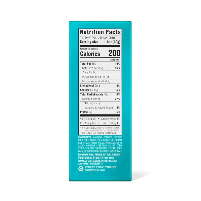 slide 2 of 5, Dark Chocolaty Nuts & Sea Salt with Other Natural Flavors Nut Bars Value Pack - 6g Protein - 16.8oz/12ct - Good & Gather™, 6 gram, 16.8 oz, 12 ct