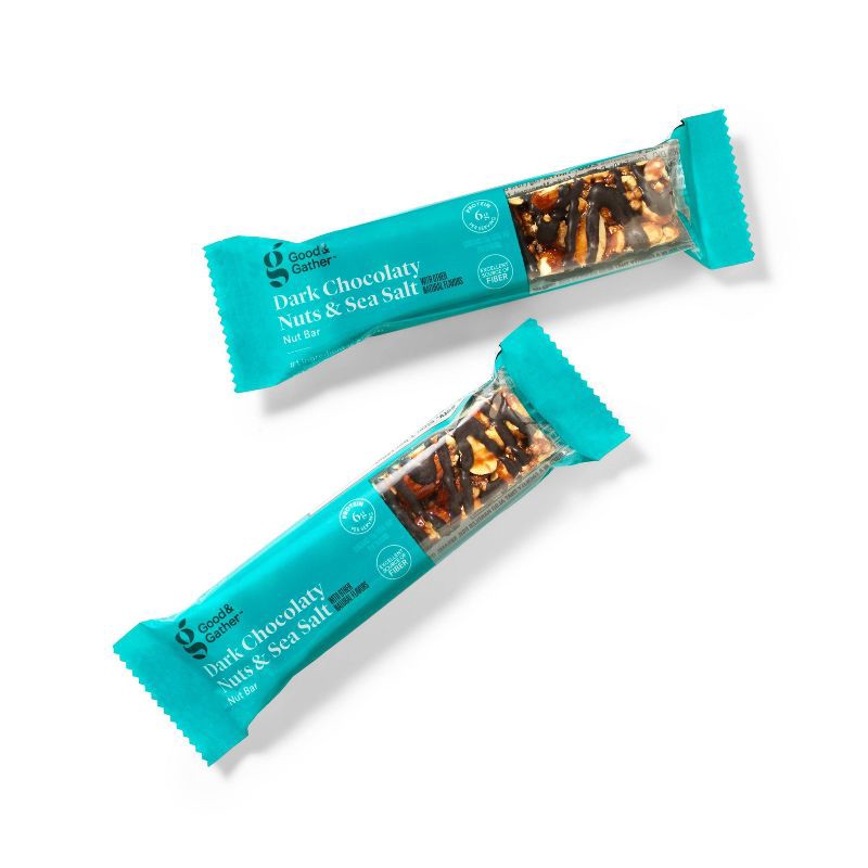 slide 3 of 5, Dark Chocolaty Nuts & Sea Salt with Other Natural Flavors Nut Bars Value Pack - 6g Protein - 16.8oz/12ct - Good & Gather™, 6 gram, 16.8 oz, 12 ct