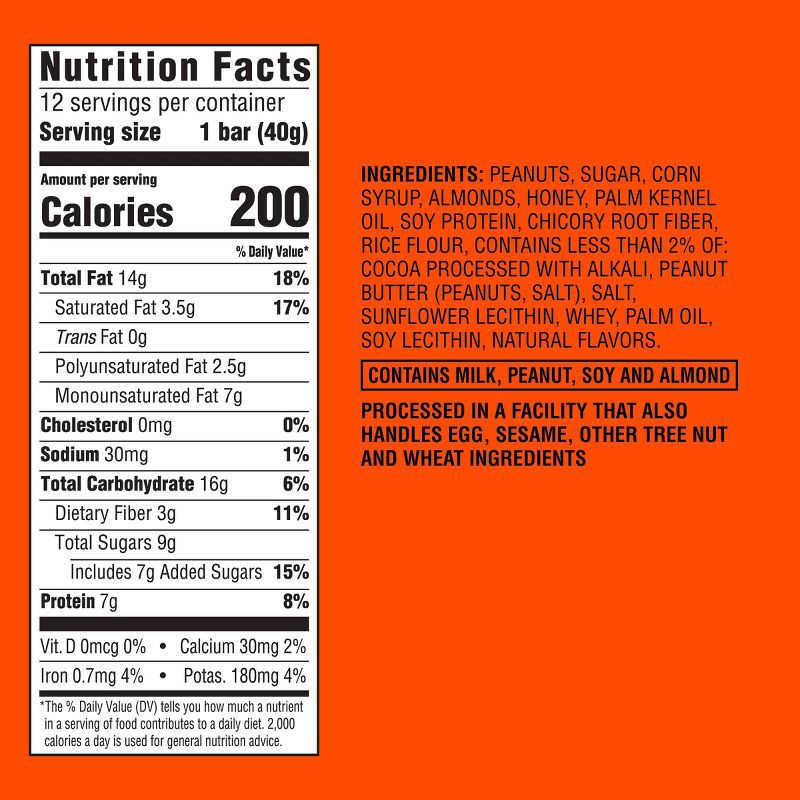 slide 4 of 5, Dark Chocolaty Peanut Butter with Other Natural Flavors Nut Bars - 7g Protein - 16.8oz/12ct - Good & Gather™, 7 gram, 16.8 oz, 12 ct