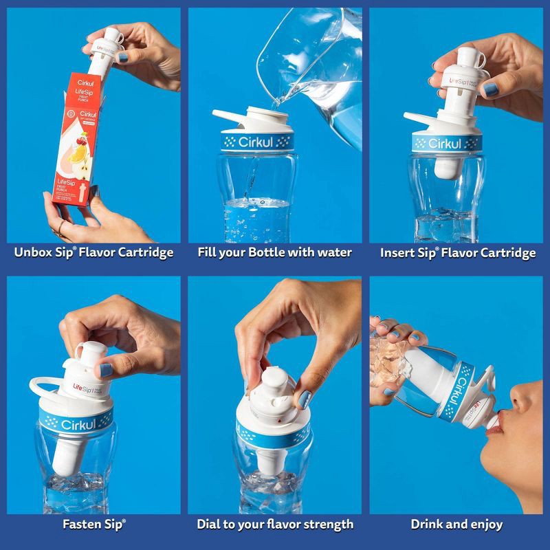slide 5 of 8, Cirkul Plastic Bottle with Blue Lid and 2 Flavor Cartridges (LifeSip Fruit Punch and FitSip Mixed Berry) - 22oz, 22 oz